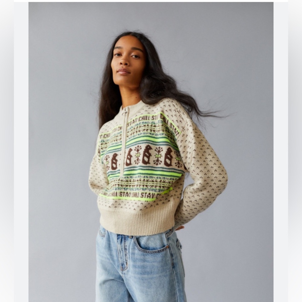 URBAN OUTFITTERS BDG JESSE HALF-ZIP STAY CHILL SWEATER   SIZE MEDIUM   NEW